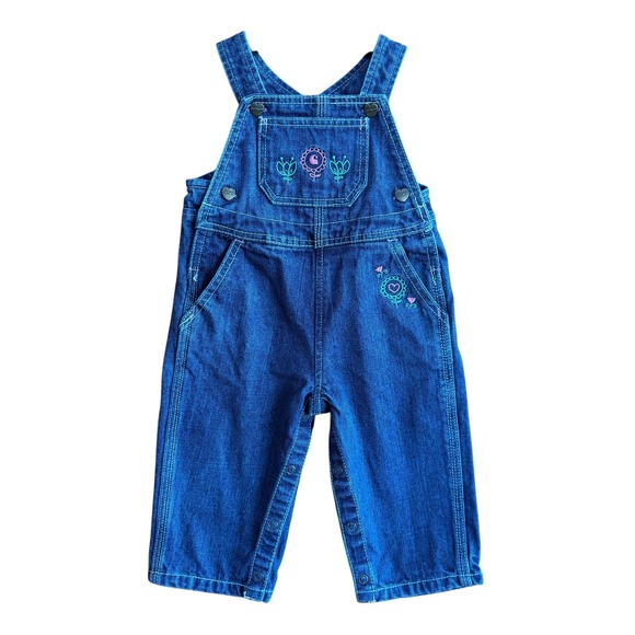 Carhartt Other - Carhartt Baby Girls Denim Overalls Flower Embroidery 12 Months